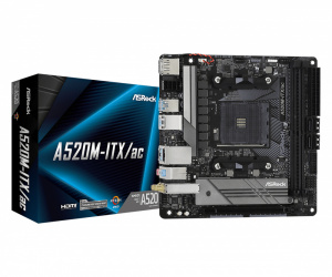 Tarjeta Madre ASRock Mini-ITX A520M-ITX/AC, S-AM4, AMD A520, HDMI, 64GB DDR4 para AMD ― No es Compatible con Ryzen 5 3400G y Ryzen 3 3200G (Revisar Compatibilidades en la Página del Fabricante) 
