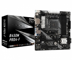 Tarjeta Madre ASRock Micro ATX B450M PRO4-F, S-AM4, AMD B450, HDMI, 128GB DDR4 para AMD ― Requiere Actualización de BIOS para Ryzen Serie 5000 