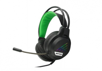 Atom Games Audífonos Gamer AGXBOXS-001D para Xbox One/Xbox Series X|S/Nintendo Switch/PC/Smartphone, Alámbrico, 3.5mm, Negro/Verde 