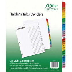 Avery Separador Office Essentials, 31 Divisiones, Tamaño Carta, Varios Colores 
