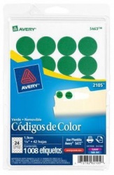 Avery Etiqueta Redonda 2105, 1008 Etiquetas de Diámetro 3/4'', Verde 