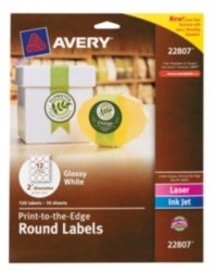 Avery Etiquetas Brillantes Redondas de 2'', 120 Etiquetas 