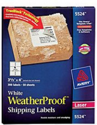 Avery Etiquetas WeatherProof 5524, 300 Etiquetas de 3 1/3
