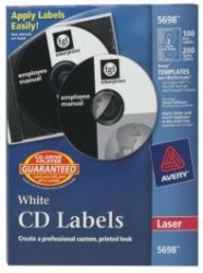 Avery Etiqueta para CD/DVD 5698, 100 Etiquetas 