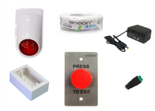 Axceze Kit Cable de Alarma de 4 Hilos, 40 Metros, Gris, incluye 1 Adaptador de Alimentación FS-FC01, 1 Caja Plástica TMK7902-02001 