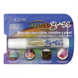 Azor Marcador Aquarelo Glass para Vidrio/Cartulina/Papel, Punto Extra Grande, Blanco 