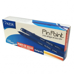 Azor Bolígrafo de Tinta Pin Point, Punto Fino de 0.7mm, Azul, 12 Piezas 