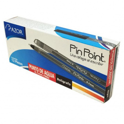 Azor Bolígrafo de Tinta Pin Point, Punto Fino de 0.7mm, Negro, 12 Piezas 