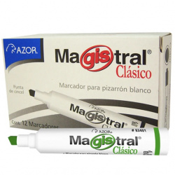 Azor Marcador Magistral para Pizarrón, Punta Cincelada, Verde, 12 Piezas 