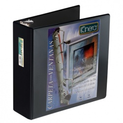 Azor Carpeta Arillo Redondo con Cristal, 3'', para 800 Hojas de Tamaño Carta, Negro 