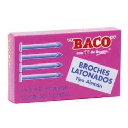 Baco Broches Tipo Aleman BR016, 3cm, Paquete de 100 Piezas 