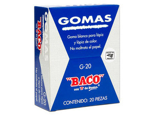 Baco Goma Blanca GM003, 20 Piezas 