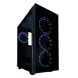 Gabinete Balam Rush ARGUS II con Ventana, Midi-Tower, ATX/Micro ATX/Mini-ITX, USB 3.0, sin Fuente,  4 Ventiladores Instalados RGB, Negro 
