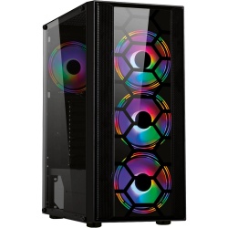 Gabinete Balam Rush KRONOS, Midi-Tower, ATX/Micro-ATX/Mini-ITX, USB 2.0/3.0, sin Fuente, 4 Ventiladores Instalados, Negro  