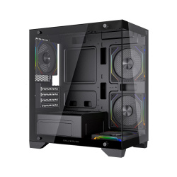 Gabinete Balam Rush Tank Perform 3600, Mini-Tower, Micro-ATX/Mini-ITX, USB 2.0/3.0, sin Fuente, 4 Ventiladores Instalados, Negro 