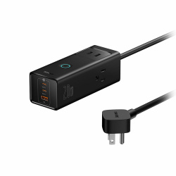 Baseus Multicontacto PowerCombo Lite, 3 Contactos, 1x USB-A, 2x USB-C,  20W, Negro 