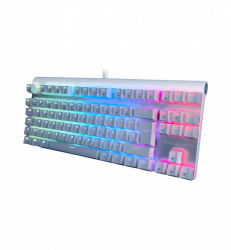 Teclado Gamer Batauro Aurbac LED RGB Tenkeyless (TKL), Teclado Mecánico, Gateron Red, Alámbrico, USB, Blanco, Español  