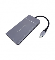 Batauro Hub USB-C Macho - 1x HDMI, 1x VGA, 2x USB 3.0, 1x RJ-45 Hembra, Gris 