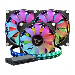 Ventilador Batauro ARX-600-KIT, 3x 120mm, 1900RPM, ARGB, Negro 