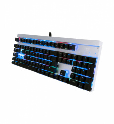 Teclado Gamer Batauro Beliarde RGB, Teclado Mecánico, Switch Gateron Red, Alámbrico, Blanco/Negro (Español) 