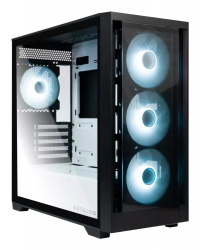 Gabinete Batauro Lander, Midi-Tower, Micro-ATX, USB 2.0/3.0, sin Fuente, 4 Ventiladores Instalados, Negro/Blanco 