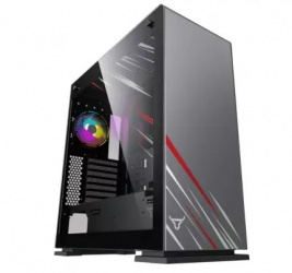 Gabinete Batauro Artcas con Ventana, Full-Tower, ITX/ Micro-ATX/ ATX/ E-ATX, USB 2.0/3.0, sin Fuente, 1 Ventilador RGB Instalado, Negro/Rojo 