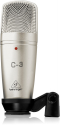 Behringer Micrófono Condensador C-3, Alámbrico, XLR, 48V, 350 Ohmios 