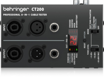 Behringer Probador de Cables CT200, RJ-45/USB/XLR/TRS/RCA/MIDI, Negro 