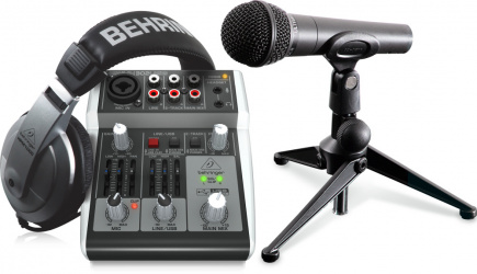 Behringer Sistema de Grabación PODCASTUDIO 2 USB, incluye Micrófono, Audífonos y Mezclador Premium 