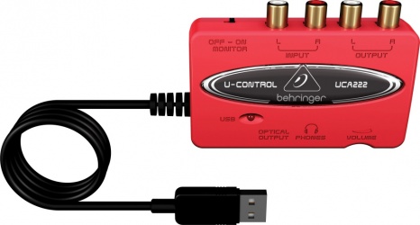 Behringer Interfaz de Audio USB UCA222, Entrada  L,R x2, Salida L,R, x2, Rojo 