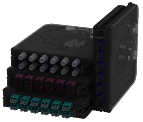 Belden Panel de Parcheo para Fibra Óptica, 6 Puertos LC Dúplex, OS2, Negro 