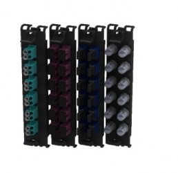 Belden Panel de 6 Adaptadores de Fibra Óptica LC Dúplex, OM3, Negro 