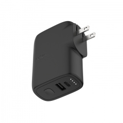 Belkin Cargador de Pared Hibrido Hybrid Wall Charger 25W + Power Bank 5K, 25W, 1x USB-A/1x USB-C, 5000mAh, Negro 