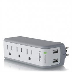 Belkin Supresor de Picos BST300BG, 3 Contactos, 2x USB, 918 Joules 
