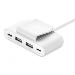 Belkin Cargador USB-C BoostCharge, 2x USB-A, 2x USB-C, Blanco 