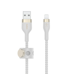 Belkin Cable de Carga BoostCharge Pro Flex USB A Macho - Lightning Macho, 1 Metro, Blanco, para iPad/iPhone/iPod 