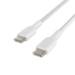 Belkin Cable Trenzado USB C Macho - USB C Macho, 1 Metro, Blanco 
