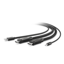 Belkin Cable 2x DisplayPort + USB A + 3.5mm Macho - 2x DisplayPort + USB A + 3.5mm Macho, 3 Metros, Negro 