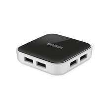 Belkin Hub Powered Desktop USB 2.0 de 7 Puertos, 480 Mbit/s, Negro/Plata 