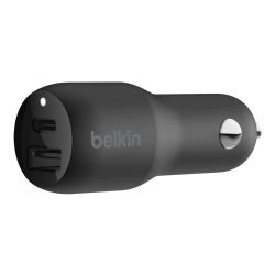 Belkin Cargador para Auto F7U100BTBLK, 1x USB-C, 1x USB-A, Negro 