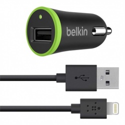 Belkin Cargador para Auto Lightning Macho - USB A Macho, Negro/Verde, para iPod/iPhone/iPad 