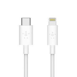 Belkin Cable de Carga Certificado MFi BOOST↑CHARGE USB C Macho - Lightning Macho, 1.2 Metros, Blanco, para iPhone/iPad 