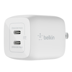 Belkin Cargador de Pared Dual WCH011DQWH, 45W, 2x USB-C, Blanco 