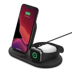 Belkin Base de Carga Inalámbrica 3-in-1, 7.5W, USB, Negro 
