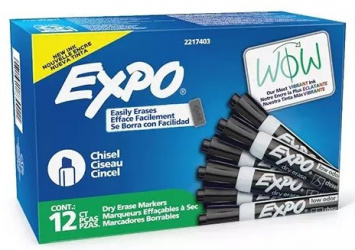 Berol Marcador para Pizarrón EXPO, Negro, 12 Piezas 