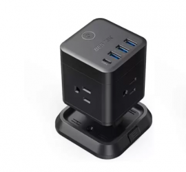 Bestek Supresor de Picos MRJ3003BK, 3 Salidas, 4 Puertos USB, 300 Joules 