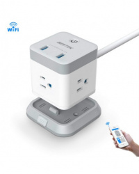 Bestek Smart Plug MRJ3013, WiFi, 3 Conectores, 2x USB, 1625W, 2.4A, Blanco 