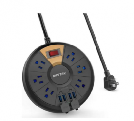 Bestek Supresor de Picos MRJ6008-BK, 6 Salidas, 4 Puertos USB, 220 Joules 