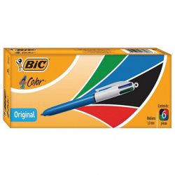 BIC Bolígrafo de Tinta 4 Color Fun, Punta Mediano 1mm, 4 Tintas, 6 Piezas 