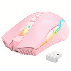 Mouse Gamer Binden Óptico 905W, Inalámbrico, USB, 3600DPI, Rosa 